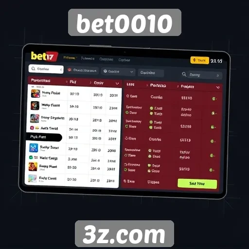 Interface do usuário no site bet0010